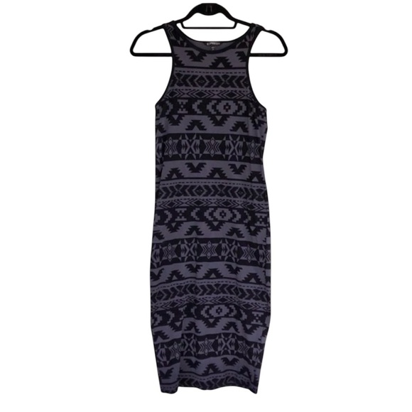 Express Fitted Midi Dress Aztec Tribal Print Bodycon Womens Size Small - Picture 4 of 8